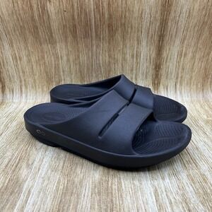 OOFOS OOahh Slide Sandals Women's 10 Black Recovery Comfort Foam Slip On Shoes
